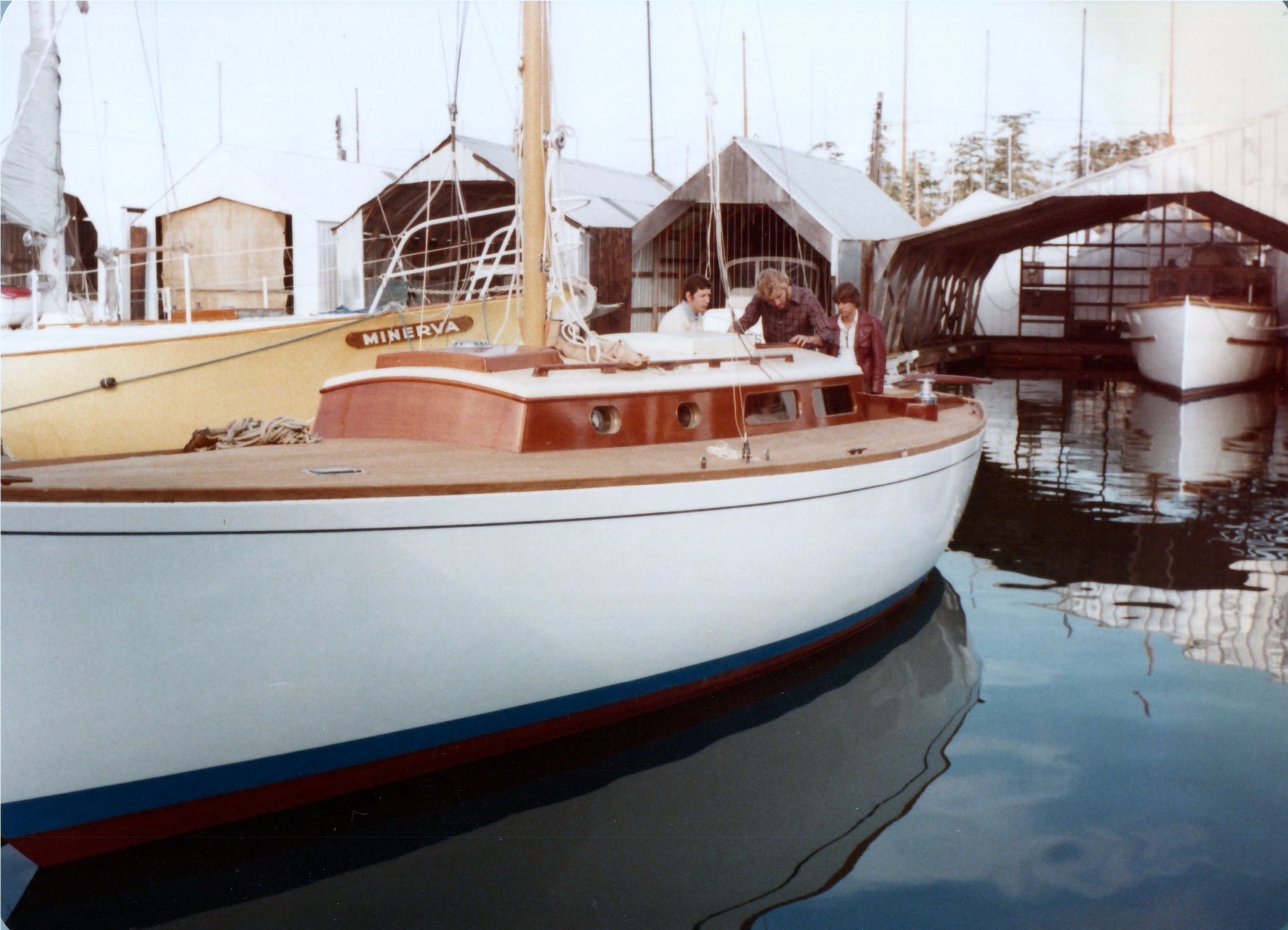 Jura at the boathouse, cabin and cockpit finished