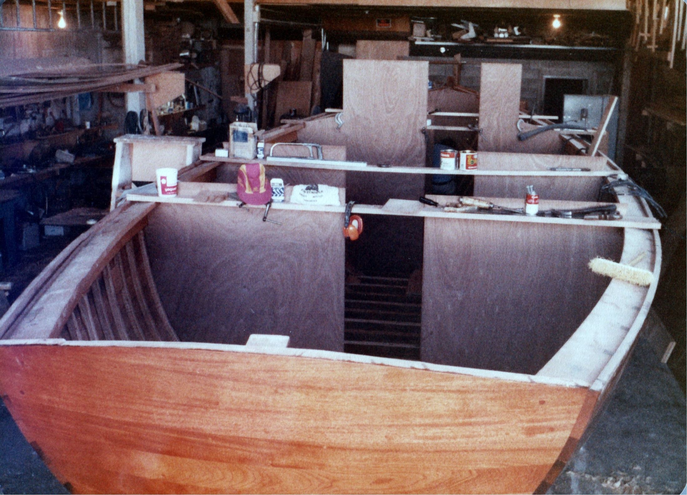 The hull with bulkheads fitted, from the stern
