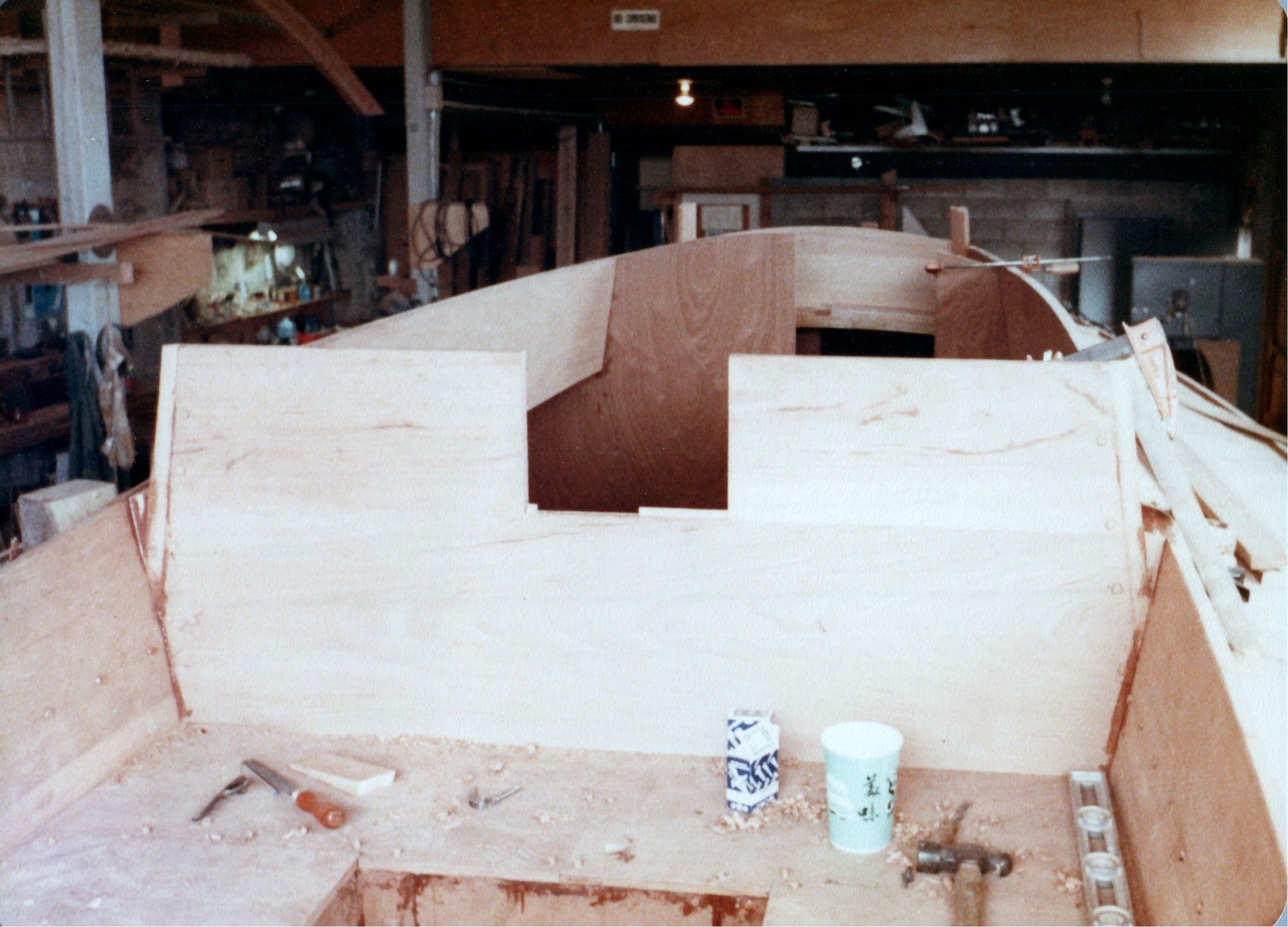The coach house sides and front, the deck plywood on