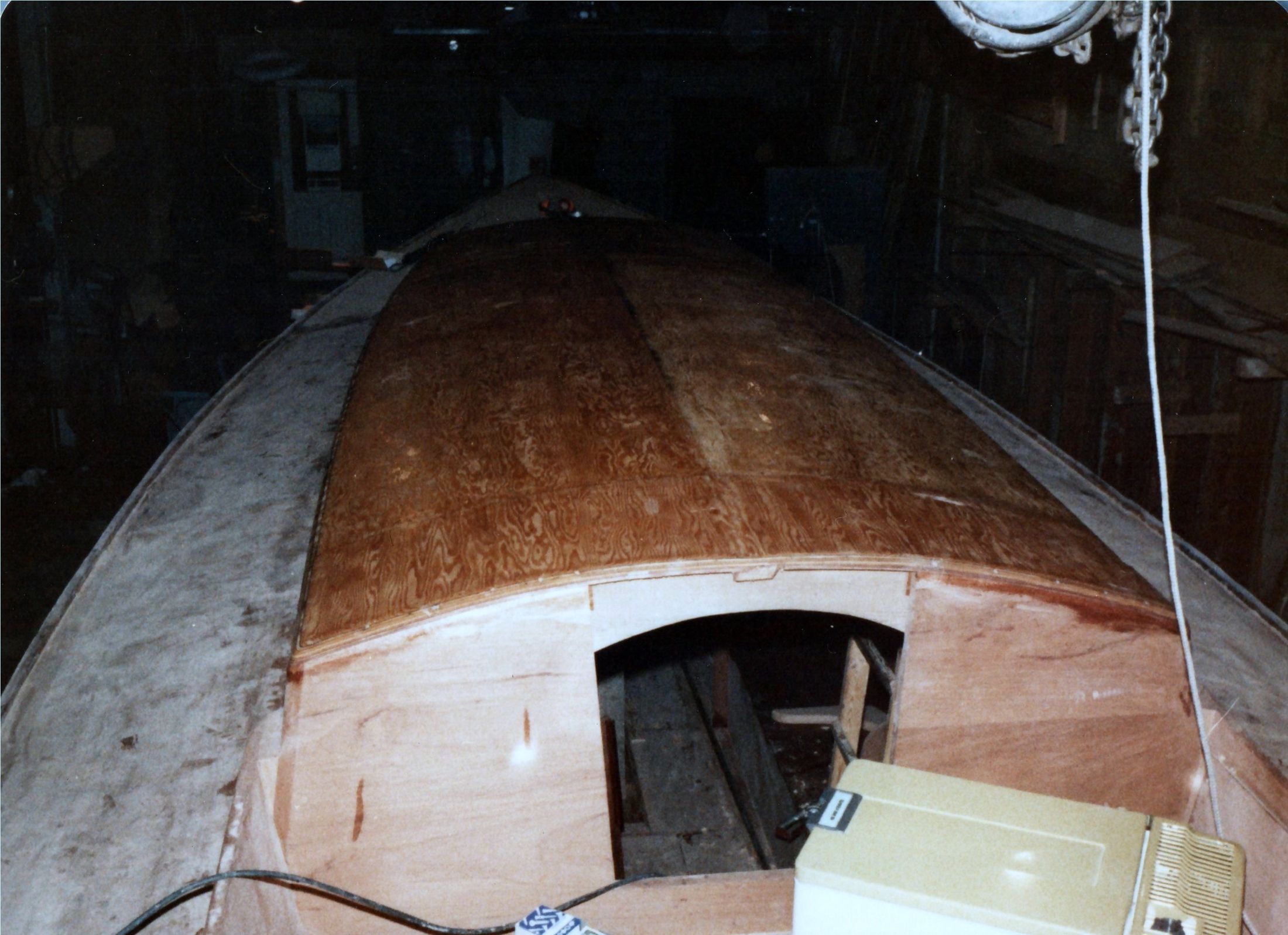 The cabin top and foredeck, primed