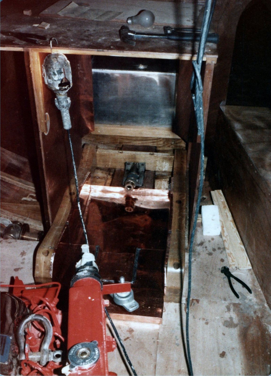The engine lowered into its beds